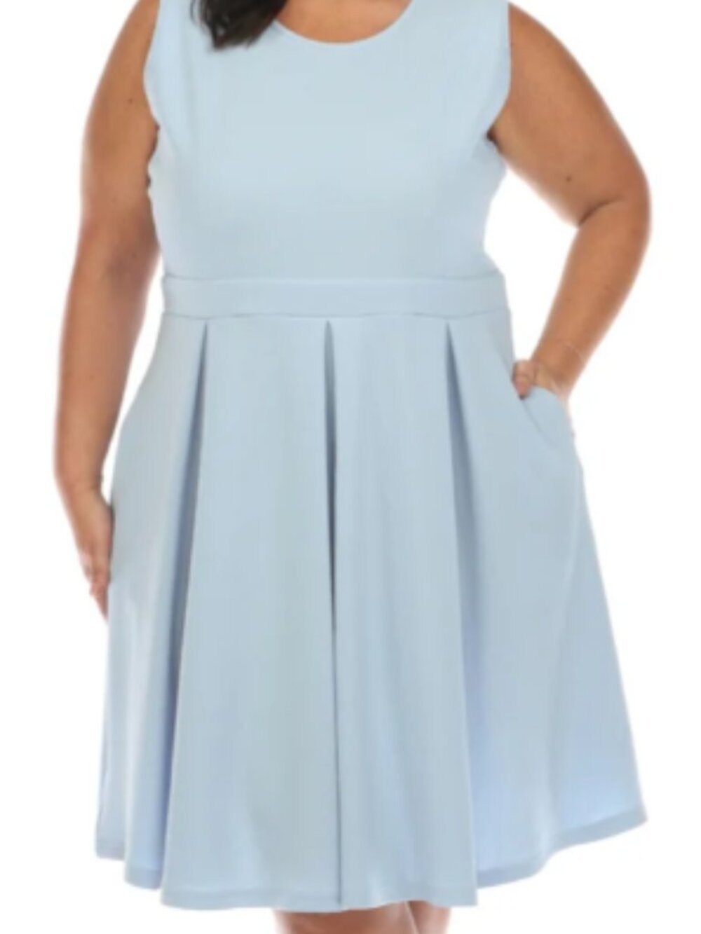 NWT White Mark Light Blue Sleeveless Fit and Flare Dress (2XL)